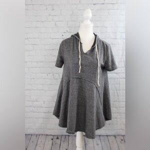 DRESS UP BOUTIQUE HOPELY CHARCOAL OVERSIZED SHORT SLEEVE HOODED TOP - SKU:253